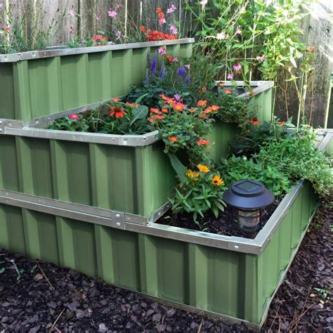 sheet metal planter box|galvanized steel raised garden planter.